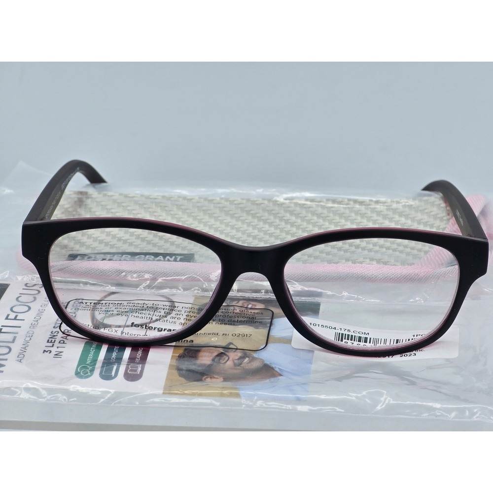Foster Grant Multi Focus Reading Glasses Women +1.75 Black Zera BLK - New